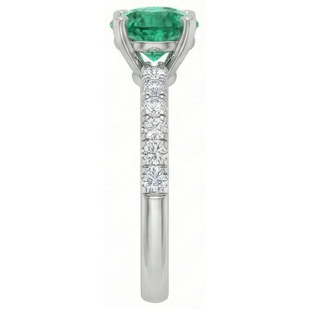 3.80 Carats Green Emerald And Natural Earth Mined DIAMOND ( NOT LAB GROWN )s Ring White Gold 14K