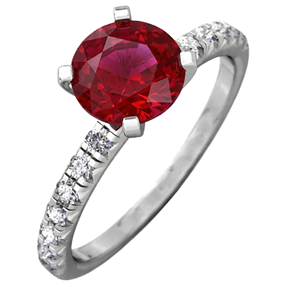 natural round ruby 3.90ct ring front view