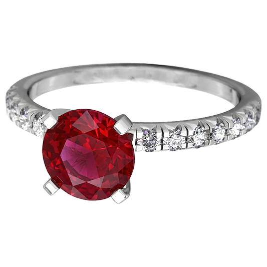 natural round ruby 3.90ct ring side angle