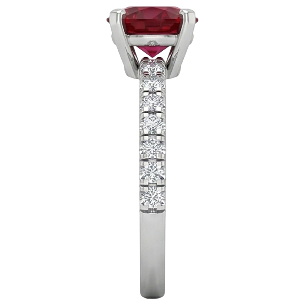 natural round ruby 3.90ct ring top view