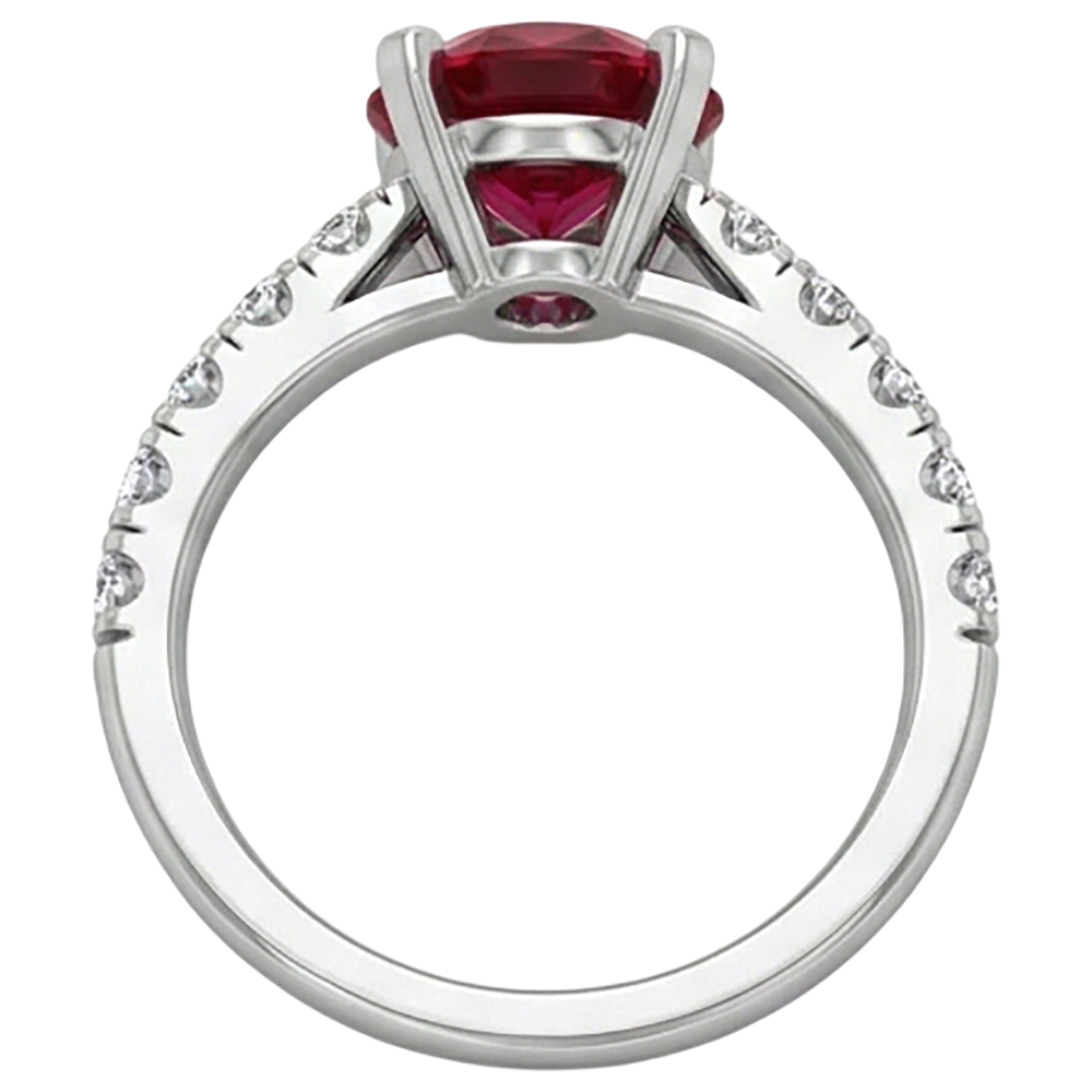 natural round ruby 3.90ct ring profile view