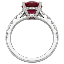 natural round ruby 3.90ct ring profile view
