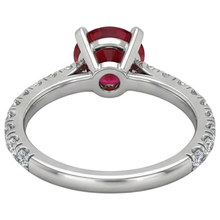 natural round ruby 3.90ct ring on white background