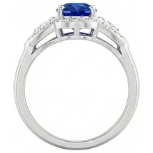 3.90 Ct Prong Set Sri Lankan Sapphire And Natural Earth Mined Diamond Ring White Gold 14K