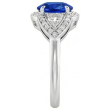 3.90 Ct Prong Set Sri Lankan Sapphire And Natural Earth Mined Diamond Ring White Gold 14K