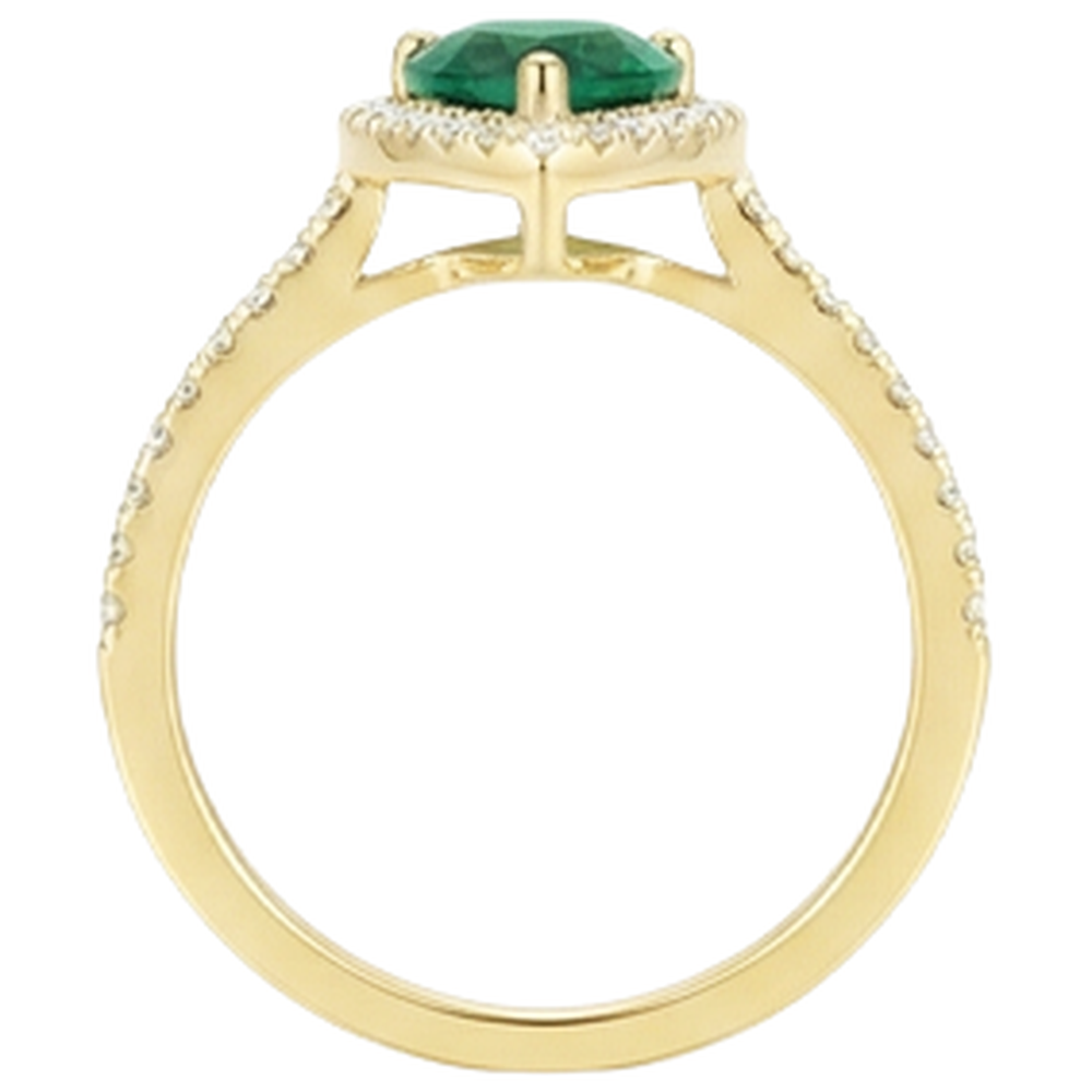 3.95 Ct Pear Shaped Green Emerald With Natural Earth Mined Diamond Engagement Ring