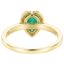 3.95 Ct Pear Shaped Green Emerald With Natural Earth Mined Diamond Engagement Ring