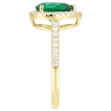 3.95 Ct Pear Shaped Green Emerald With Natural Earth Mined Diamond Engagement Ring