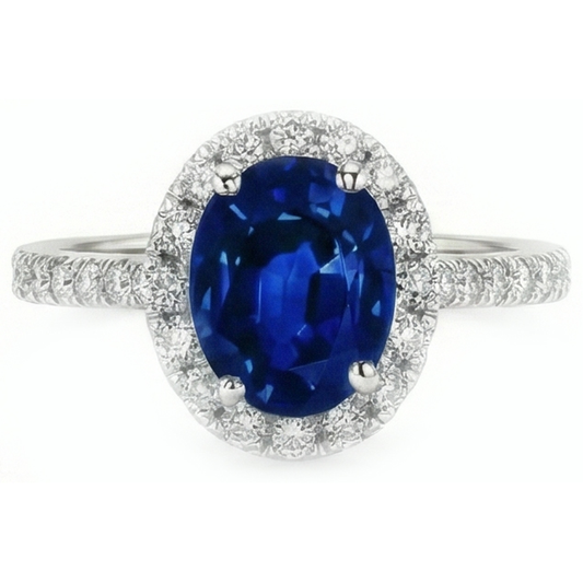 3 Carat Blue Sapphire Halo Ring