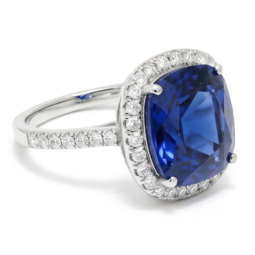 3 Carat Cushion Cut Natural Sapphire Ring