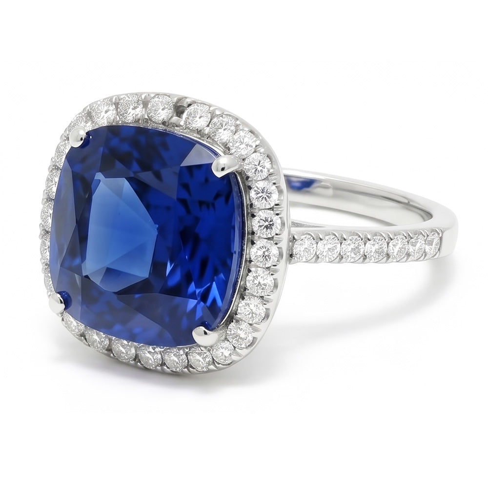 3 Carat Cushion Cut Natural Sapphire Ring