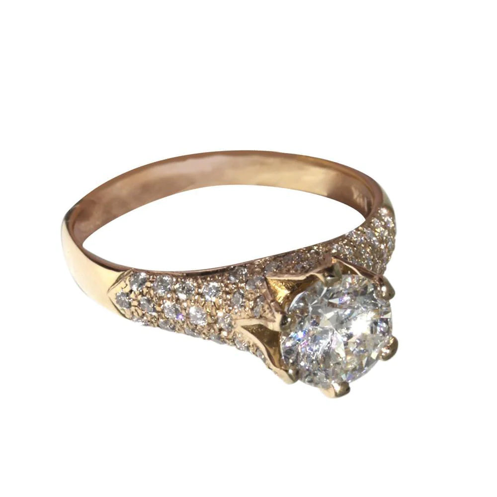 3 Carat Genuine Diamond Yellow Gold Ring Solitaire With Accents