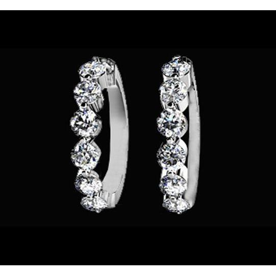 3 Carat Genuine Diamonds Hoop Earrings Lady Jewelry Solid White Gold