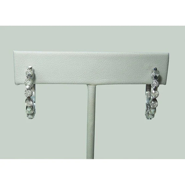 3 Carat Genuine Diamonds Huggy Hoop Earring White Gold Women Jewelry