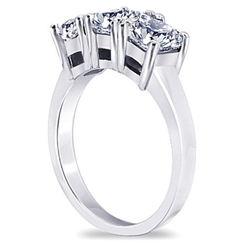 3 Carat Genuine Princess Diamonds Three Stone Engagement Ring White Gold 14K