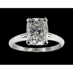 3 Carat Huge Cushion Cut Real Diamond Solitaire Engagement Ring
