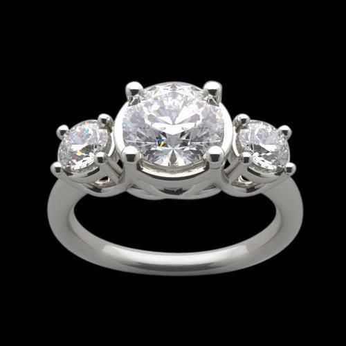 3 Carat Lucida Real Natural Earth Mined Diamonds 3 Stone Engagement Ring