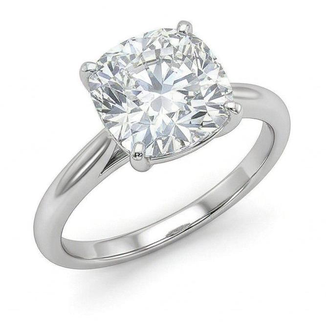 3 Carat Modern Cushion Natural Earth Mined Diamond Ring