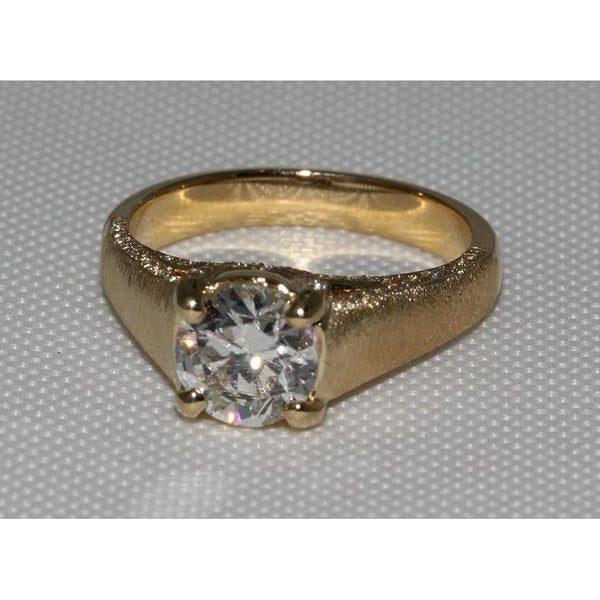 3 Carat Natural Diamond Finish Micro Pave Ring Yellow Gold New