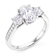 3 Carat Oval & Round Real Natural Earth Mined DIAMOND ( NOT LAB GROWN ) 3 Stone Ring With Accents White Gold 14K