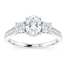 3 Carat Oval & Round Real Natural Earth Mined DIAMOND ( NOT LAB GROWN ) 3 Stone Ring With Accents White Gold 14K