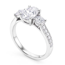 3 Carat Oval & Round Real Natural Earth Mined DIAMOND ( NOT LAB GROWN ) 3 Stone Ring With Accents White Gold 14K