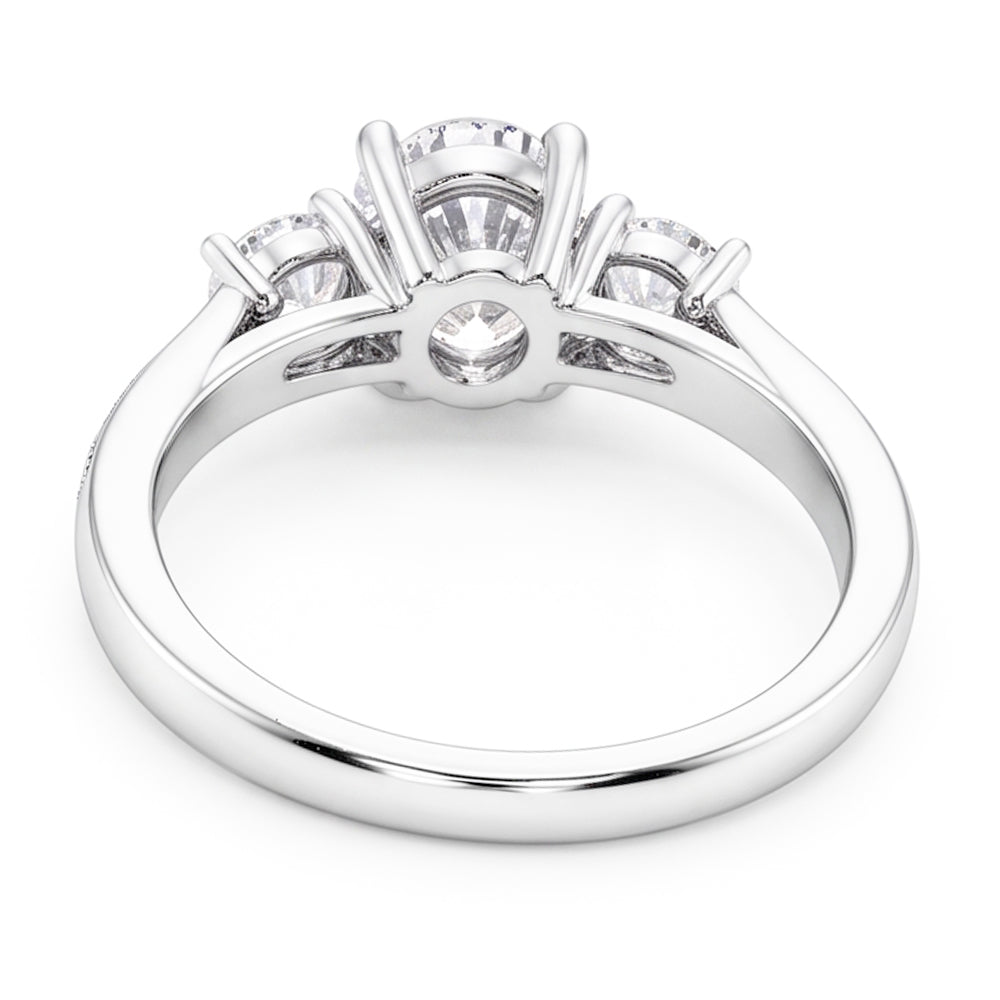 3 Carat Oval & Round Real Natural Earth Mined DIAMOND ( NOT LAB GROWN ) 3 Stone Ring With Accents White Gold 14K