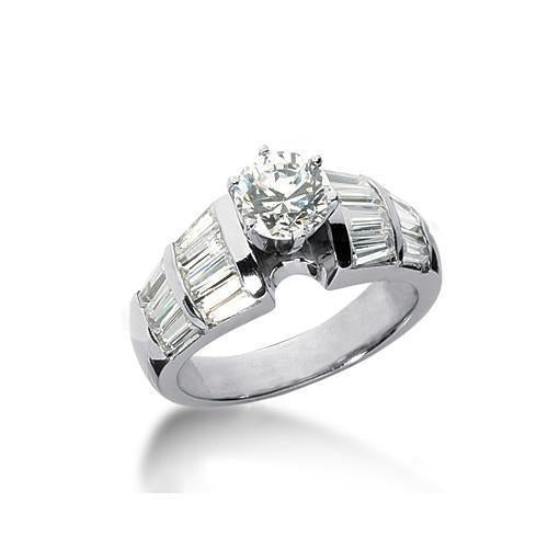 3 Carat Real Diamond Solitaire With Accents Ring White Gold
