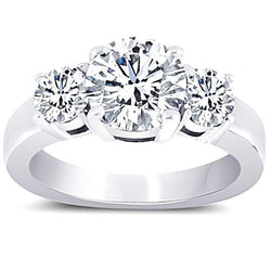 3 Carat Real Diamond Three Stone Engagement Anniversary Ring White Gold