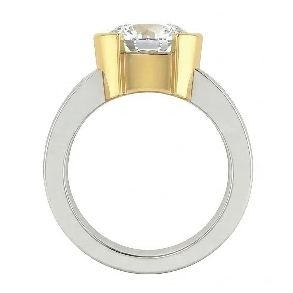 3 Carat Real Natural Earth Mined Diamond Solitaire Ring Two Tone Gold 14K