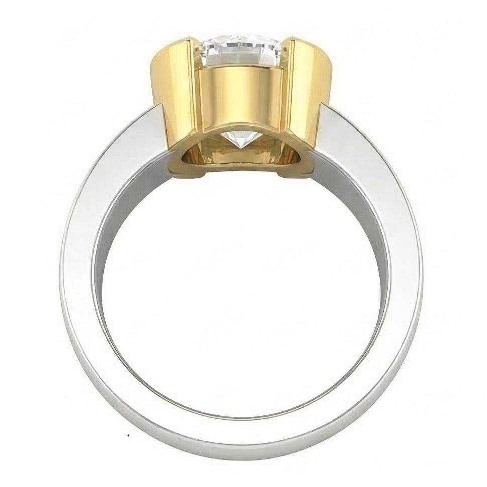 3 Carat Real Natural Earth Mined Diamond Solitaire Ring Two Tone Gold 14K