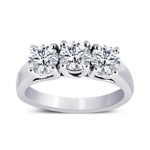 3 Carat Round Natural Diamonds Wedding Anniversary Ring 3 Stone Jewelry