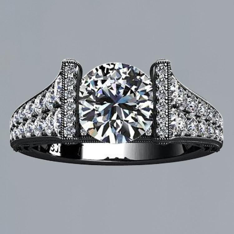 3 Carat Round Real Diamond Black Gold 14K Ring With Accents Jewelry New