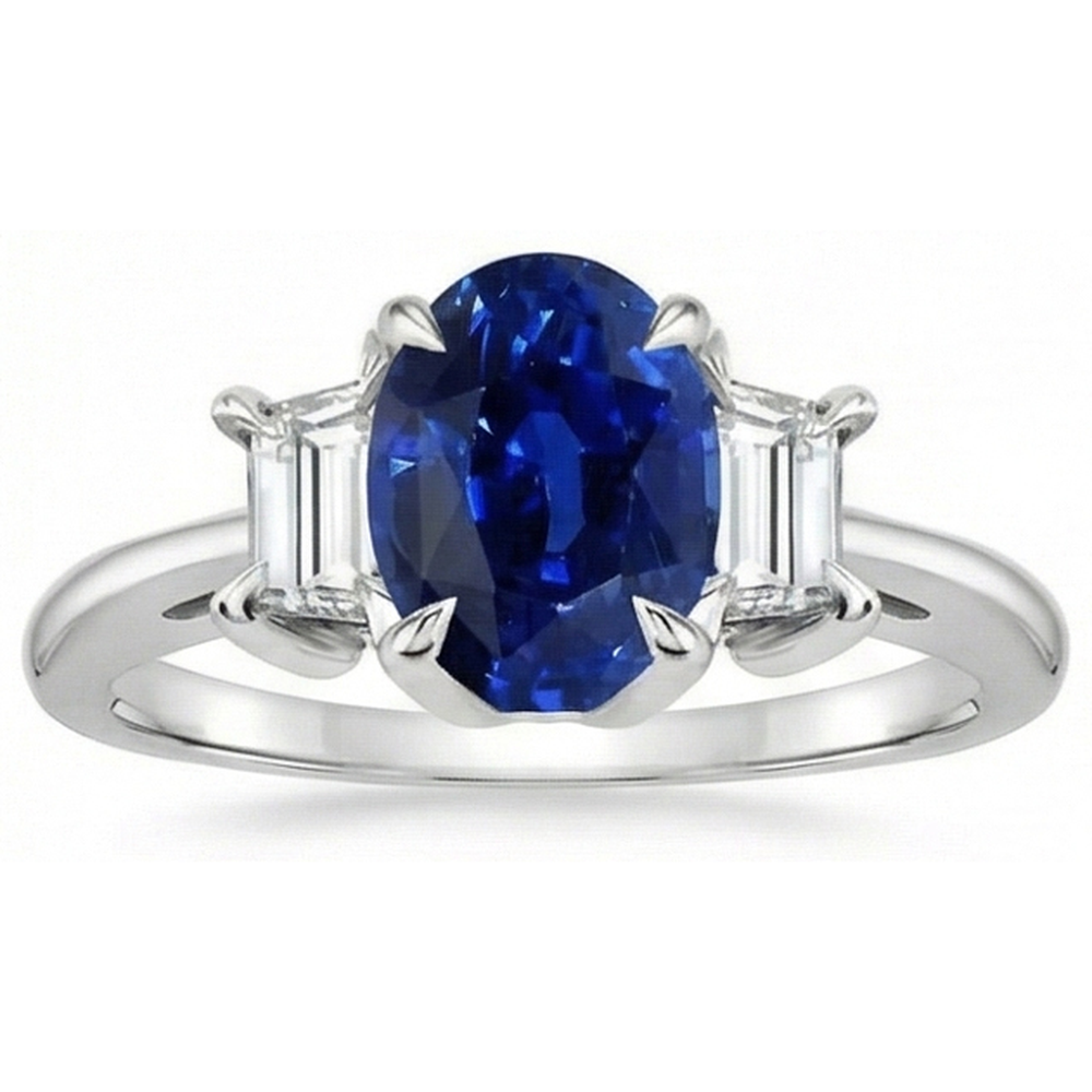 3 Carat Sapphire Three Stone Ring