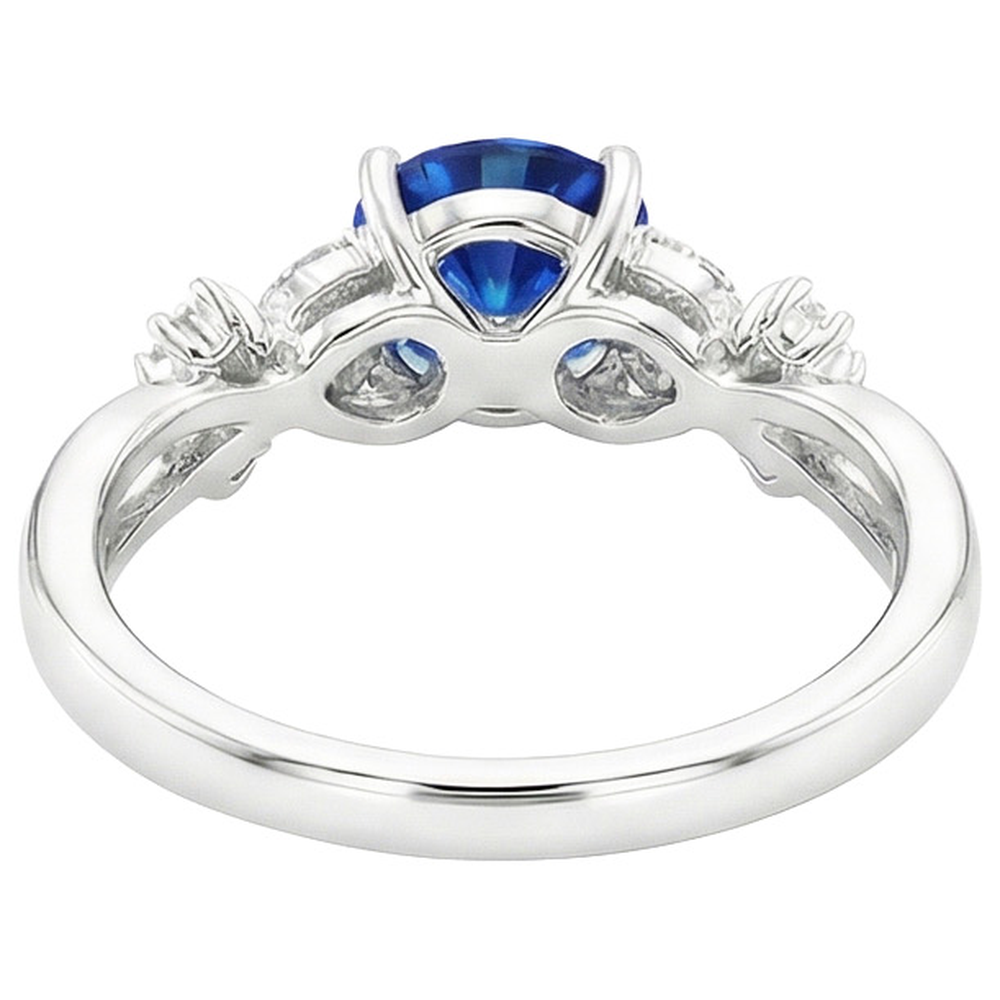3 Carat Sapphire With Natural Earth Mined Diamond Ring