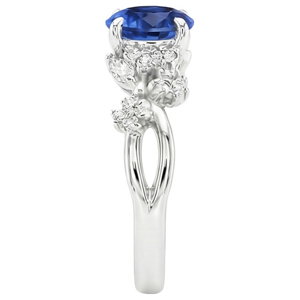 3 Carat Sapphire With Natural Earth Mined Diamond Ring