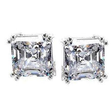 3 Carats Asscher Cut Genuine Diamond Stud Earrings Platinum New