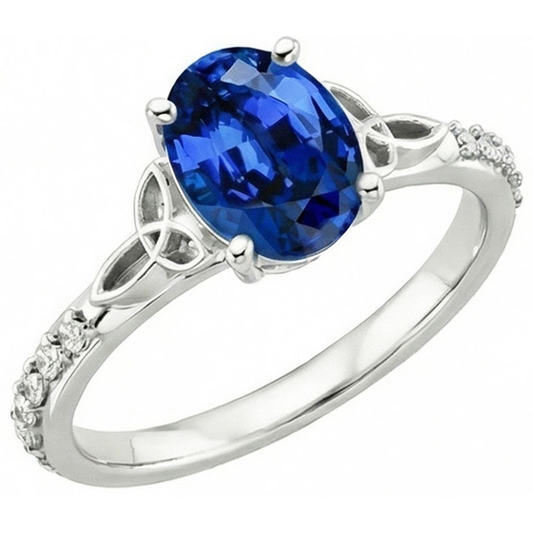 natural round sapphire 3ct ring close up detail