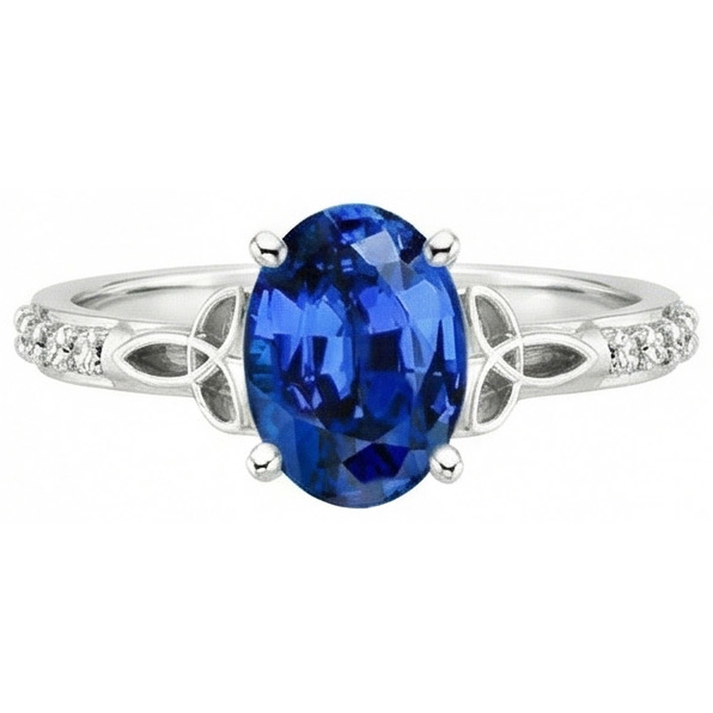natural round sapphire 3ct ring side angle