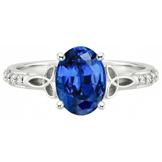 natural round sapphire 3ct ring side angle