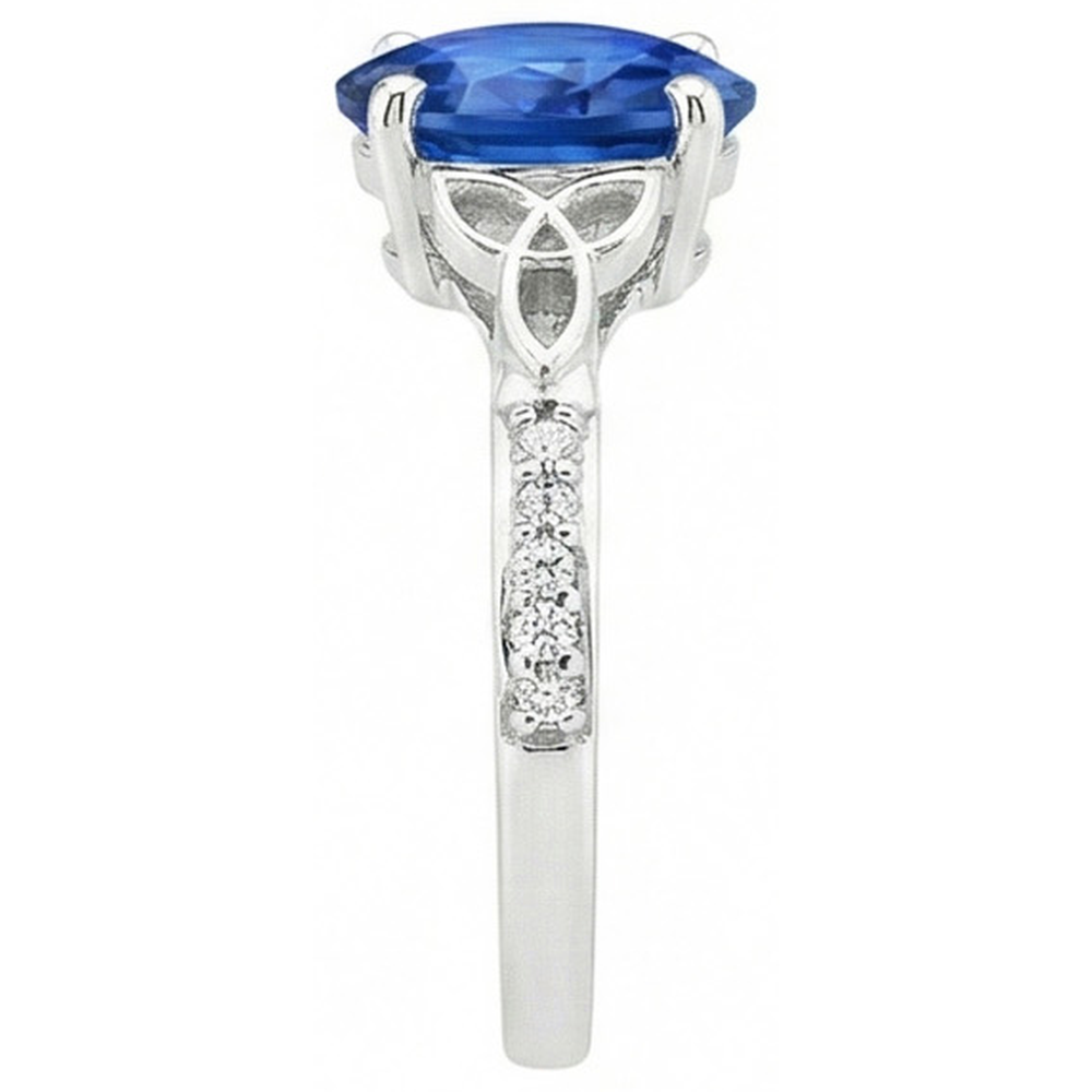 natural round sapphire 3ct ring profile view