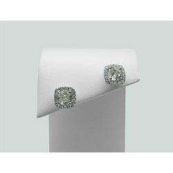 3 Carats Cushion Cut Halo Natural Diamond Stud Earring Lady White Gold Jewelry