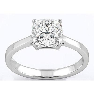 3 Carats Cushion Natural Diamond Solitaire Engagement Ring White Gold 14K New