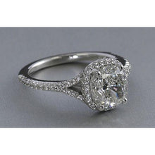 3 Carats Cushion Natural Diamond Wedding Halo Ring With Accent White Gold
