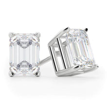 3 Carats Emerald Cut Natural Diamond Women Studs Earring Pair White Gold