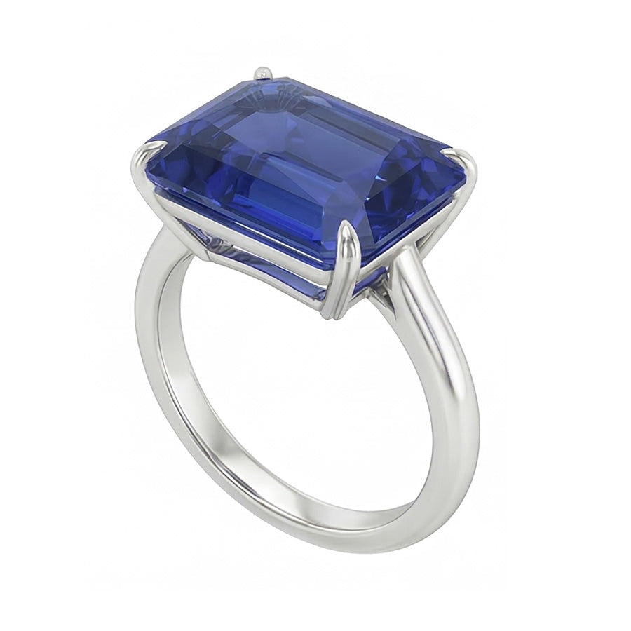 natural emerald sapphire 3ct ring profile view