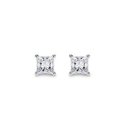 3 Carats Genuine Diamonds Ladies Studs Earrings Princess Cut White Gold 14K