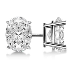 3 Carats Genuine Oval Cut Diamond Stud Earring Solid White Gold Jewelry