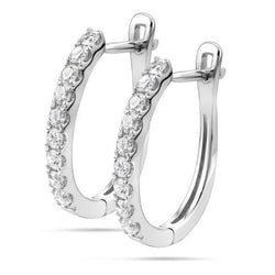 3 Carats Genuine Round Cut Diamond Hoop Earring Solid Gold Women Jewelry