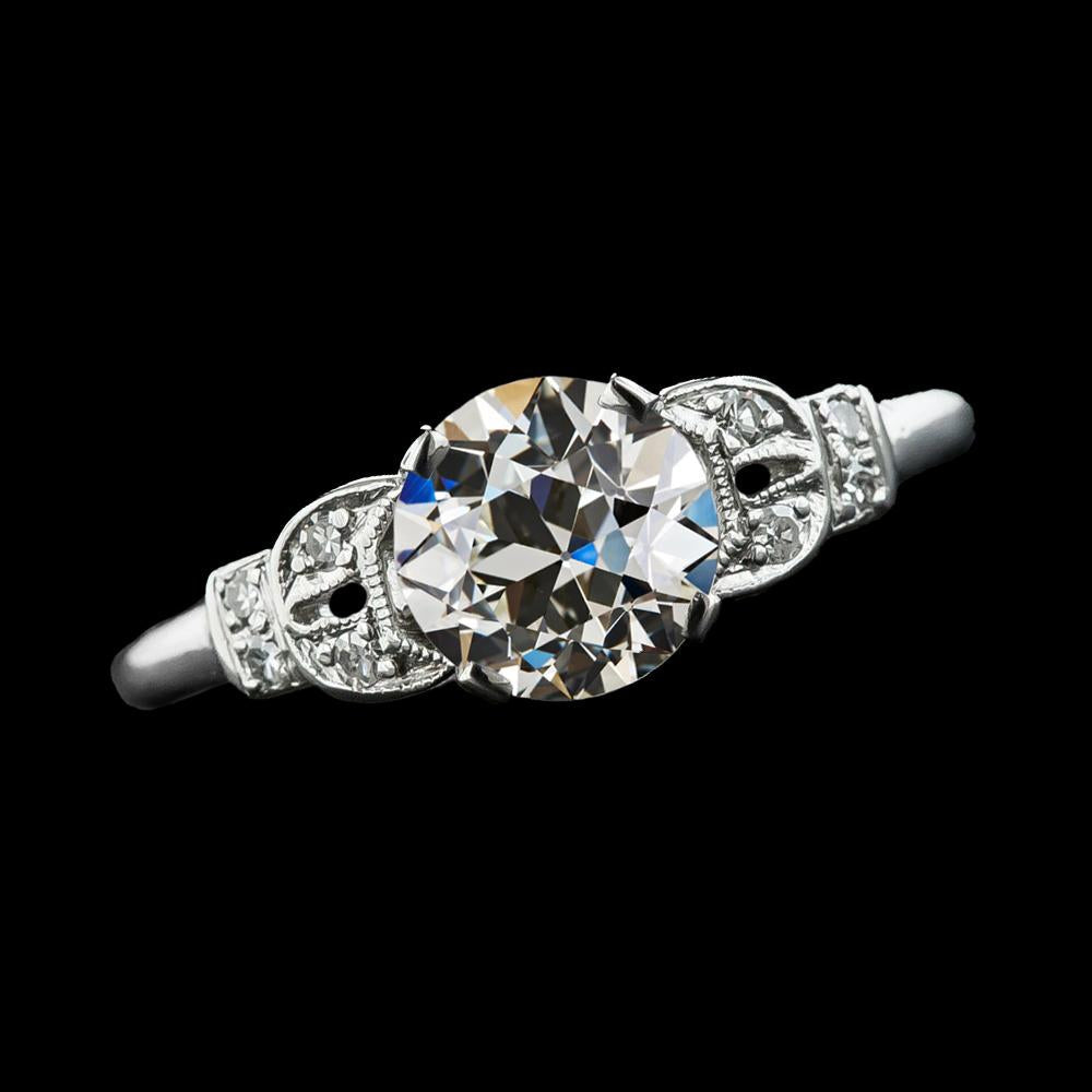 3 Carats Genuine Round Old Mine Cut Diamond Ring Women's Gold Jewelry